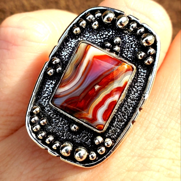 New Laguna Lace Agate 925 Silver Ring. - Picture 1 of 15